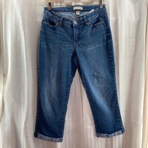 Vintage America Blues Womens Capri Jeans Size 628 Blue Denim Cuffed Cropped